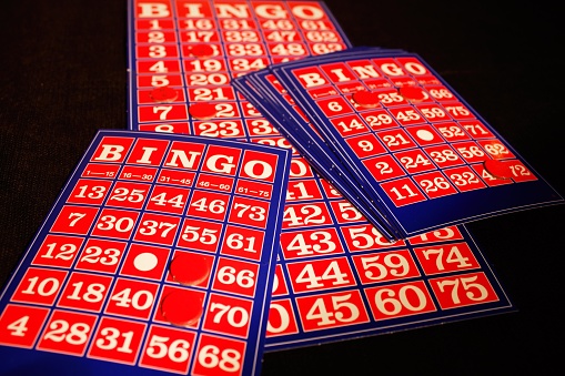 Bingo Card On A Black Background Stock Photo - Download Image Now