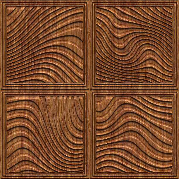 istock Carved geometric pattern on wood background texture 918873958