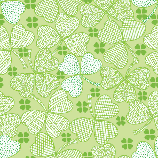 ilustraç�ões, clipart, desenhos animados e ícones de padrão sem emenda do trevo. - clover leaf green spirituality