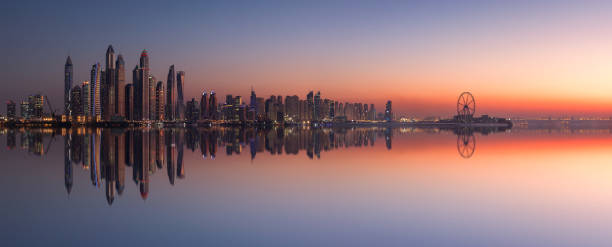 istock Panorama of Dubai Marina skyline at sunset 918876582