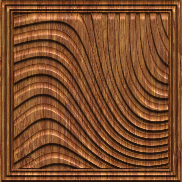 istock Carved geometric pattern on wood background texture 918876634