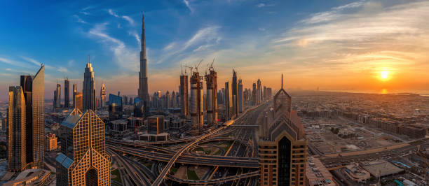 istock Amazing Dubai skyline at sunset 918879856