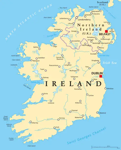 Vector illustration of Ireland and Northern Ireland political map