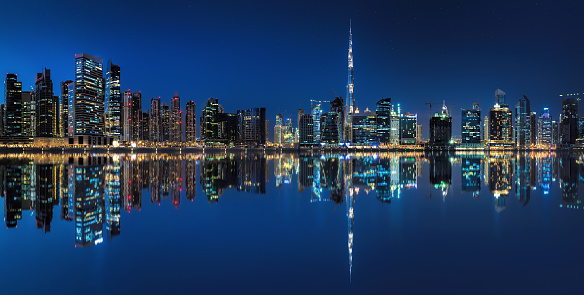 Night panorama of Business bay Dubai