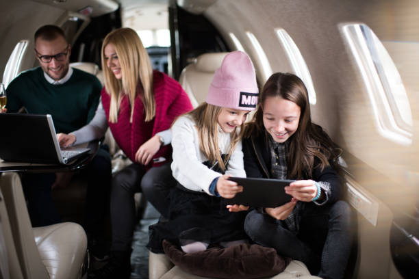 istock Family in the airplane 918884602