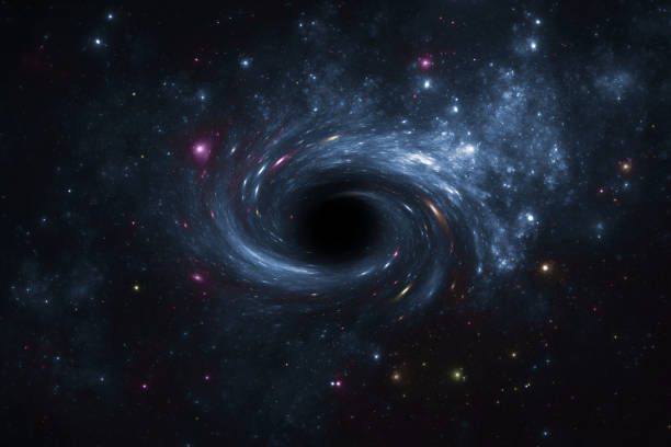 Deep space star field with black hole. stock photo