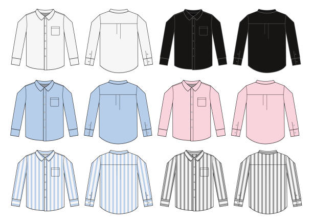 istock long sleeve business shirt illustration set / color variation 918897180