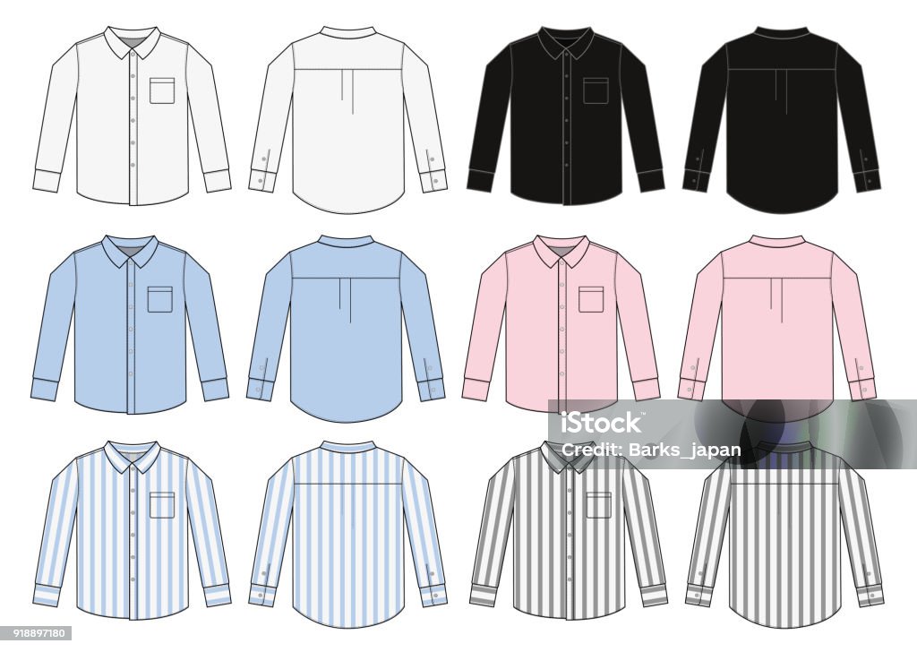 long sleeve business shirt illustration set / color variation Shirt stock vector
