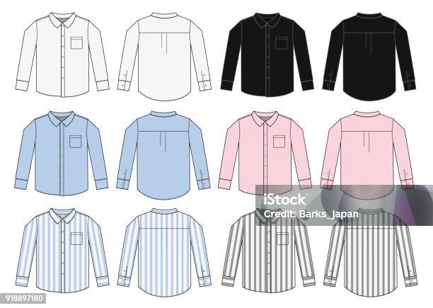 Long Sleeve Business Shirt Illustration Set Color Variation Stock Illustration - Download Image Now