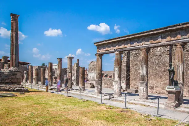 Photo of Ruins of the ancient city of Pompeii near the volcano Vizuvius, Pompei, Naples, Italy.