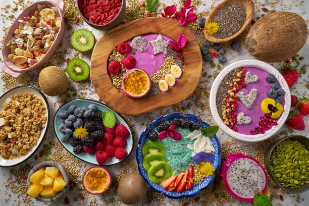 istock Acai bowl smoothie and Spirulina algae with berries 918898386