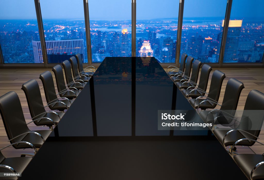 ニューヨーク市で事務所で空の会議室 - 会議用��テーブルのロイヤリティフリーストックフォト