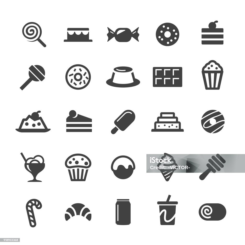 Desserts and Sweet Food Icons - Smart Series Desserts, Sweet Food, cake, chocolate, donut, ice cream, Icon Symbol stock vector
