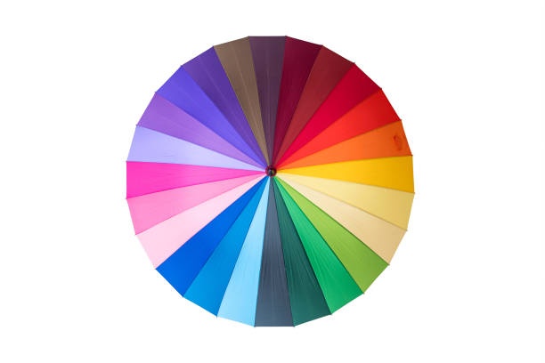 istock Rainbow umbrella isolated on white background. 918923190