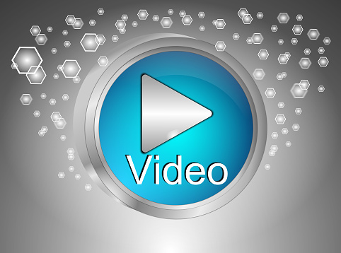 play video button on decorative silver background - 3D illustration