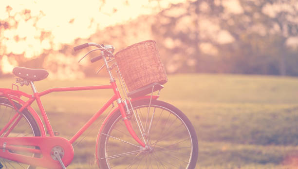istock Red Japan style classic bicycle at the park 918931422