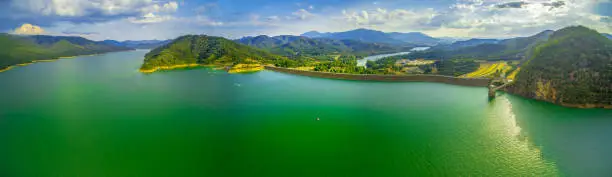 Photo of Large aerial panorama of Lake Eildon at sunset in Australia