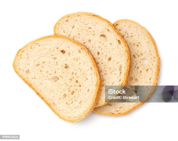 Slices Of Bread Isolated On White Background Stock Photo - Download Image Now - Bread, Slice of Food, White Background