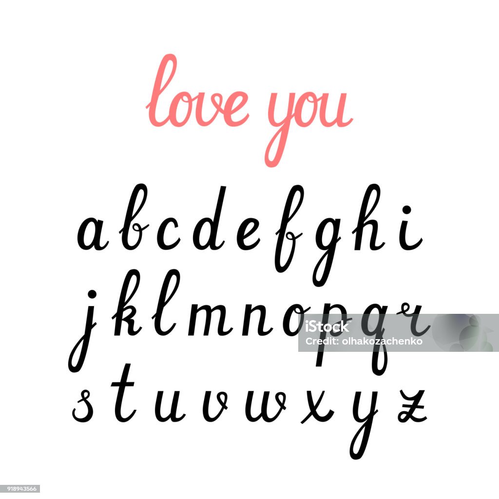 Typographic Poster Using Cursive Vector Handwritten Cursive Alphabet Hand Drawn Lettering And ...