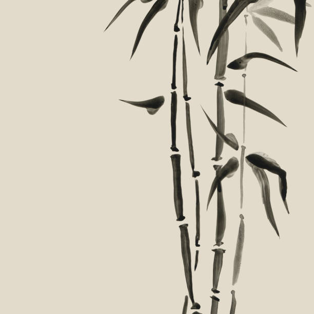 istock Bamboo in Chinese style. Watercolor hand painting illustration 918946874