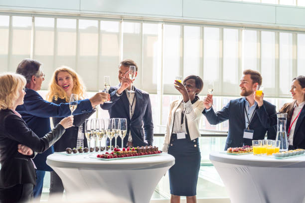 business event - party business toast champagne imagens e fotografias de stock