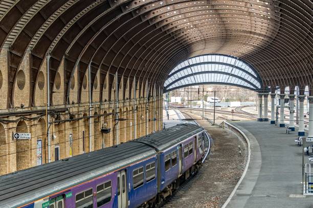 istock Train under an elaborate station canopy. 918959336