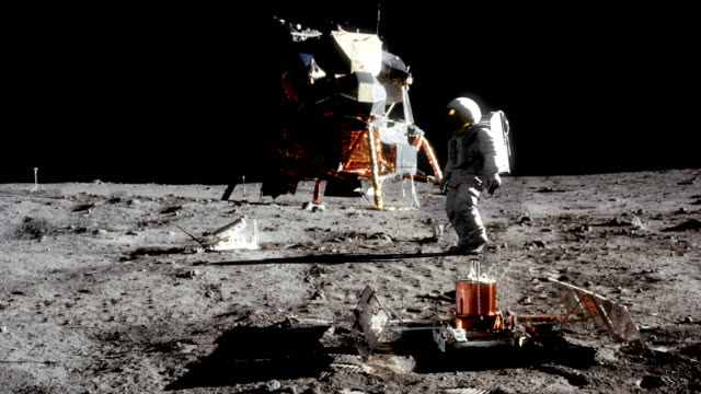 Highly realistic animation of an astronaut walking on the moon