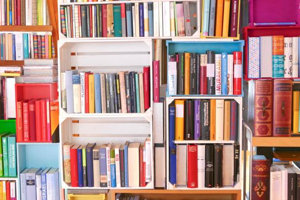 istock Colorful book shelves packed with books 918969640
