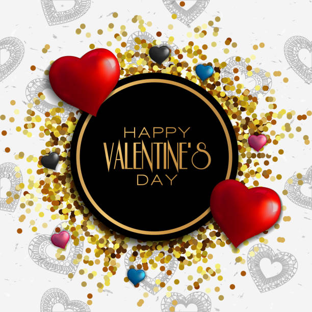 Happy Valentine's Day greeting card design with frame. vector art illustration