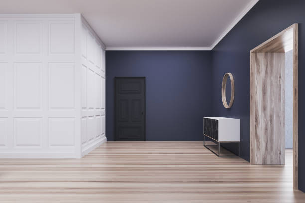 istock Blue and white minimalistic living room 918974892