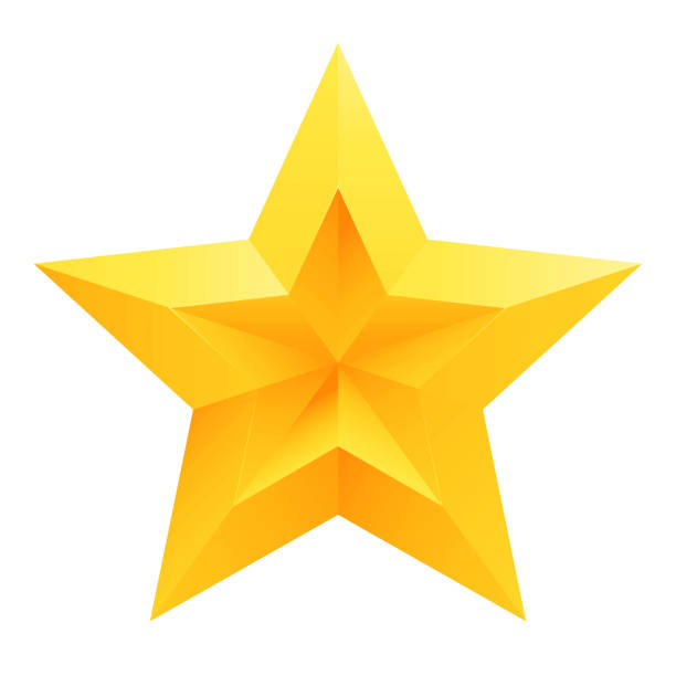 Realistic yellow star isolate on white background. vector art illustration