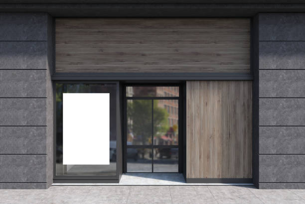 istock Dark wooden cafe facade, poster 918975462
