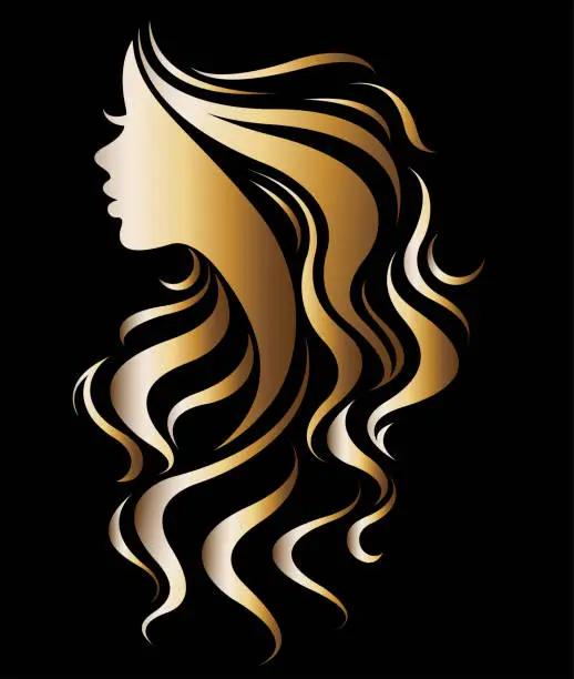 Vector illustration of illustration vector of women silhouette golden icon