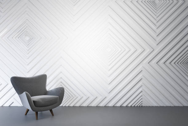 istock Empty white room, gray armchair 918978586