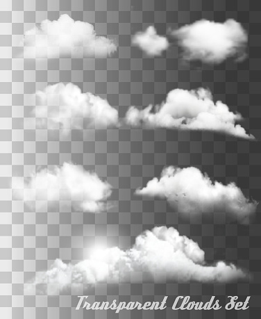 Set of transparent different clouds. Vector.
