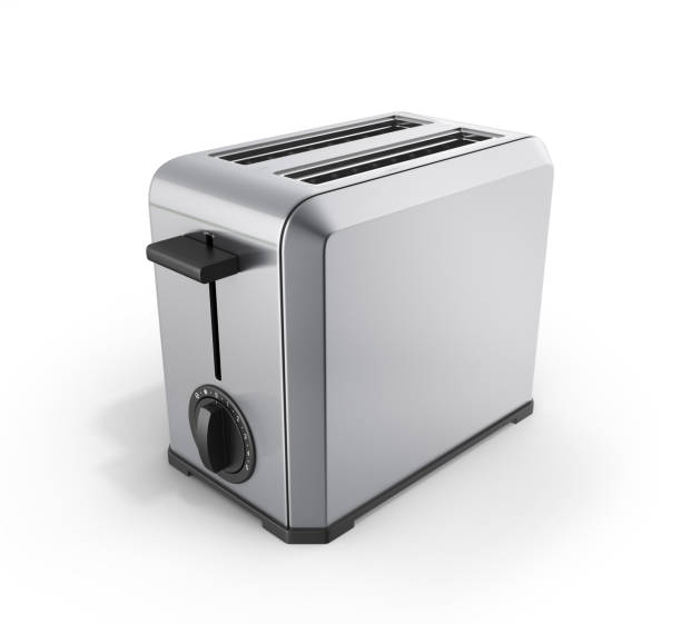 istock Grey metal toaster isolated on white background 3d 918981296