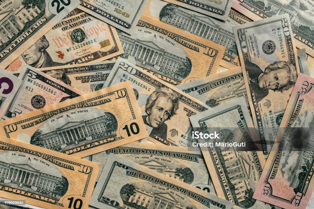 American dollar bills A variety of USD (United States Dollar) bills Currency Stock Photo