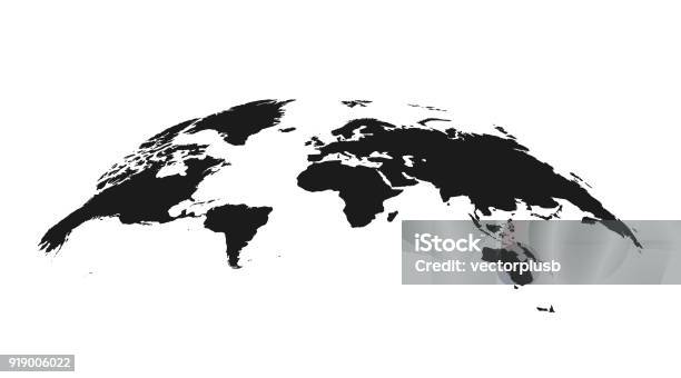 Detailed Grey World Map Mapped On An Open Globe Isolated On White Background Stock Illustration - Download Image Now