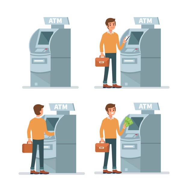 illustrations, cliparts, dessins animés et icônes de distributeur automatique de billets - distributeur automatique