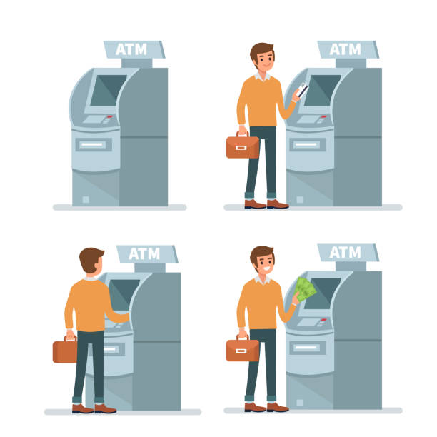 atm (비동기 전달 모드) - 현금 자동 입출금기 stock illustrations