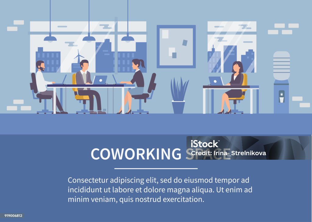 Spazio di coworking - arte vettoriale royalty-free di Ufficio