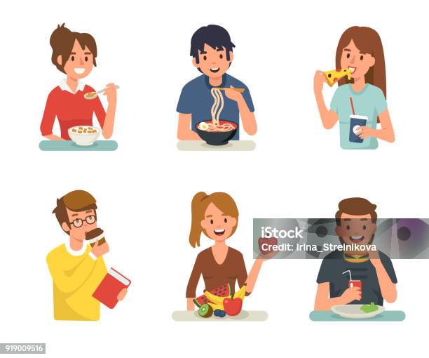 People Eating Stock Illustration - Download Image Now - Eating, People, Food