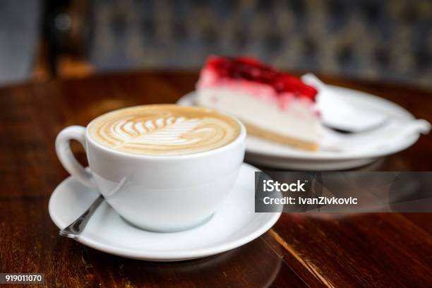 Cappuccino And Cheesecake Stock Photo - Download Image Now - Coffee - Drink, Coffee Crop, Cake
