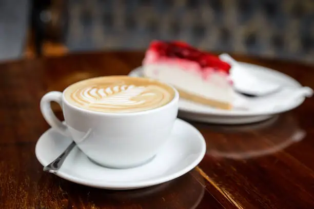 Photo of Cappuccino and cheesecake