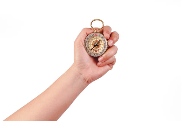 istock woman hold vintage compass in nature background for 919017566
