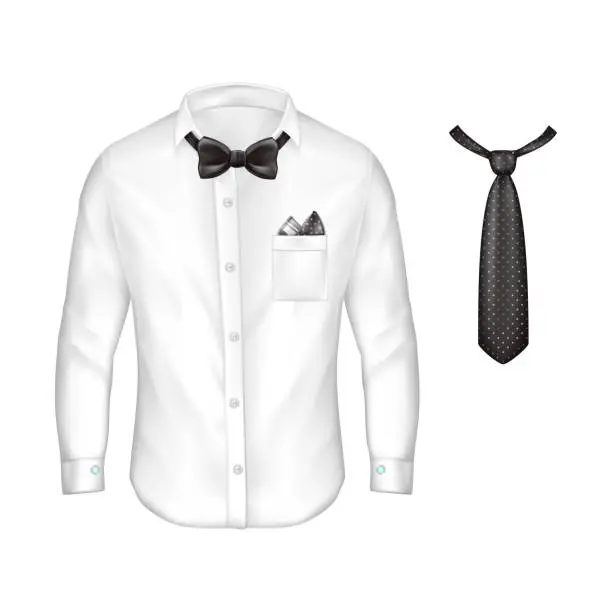 Vector illustration of Vector 3d realistic set of male formal wear