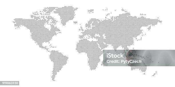 Ilustración de Mapa Vector Punteado y más Vectores Libres de Derechos de Mapa mundial - Mapa mundial, Con lunares, Mapa