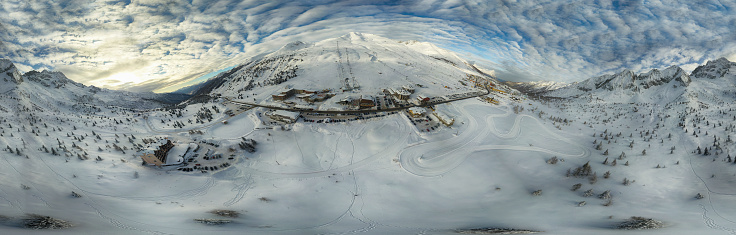 Aerial view of Passo del Tonale - 360 degree view