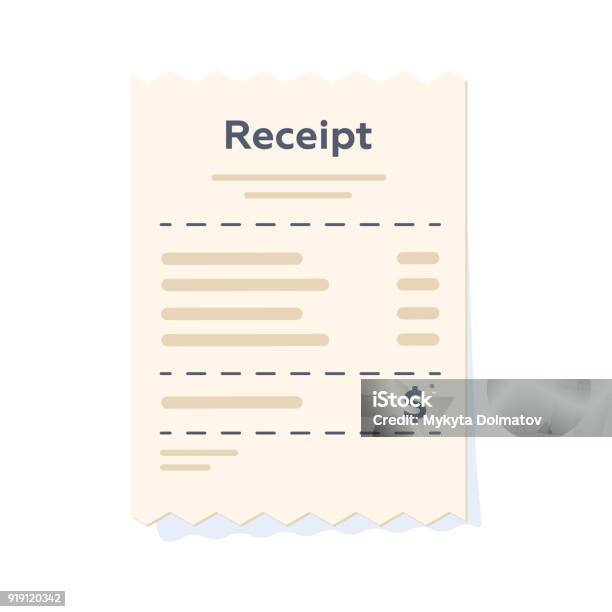 Receipt Shape Paper Receipt In A Flat Style Isolated Vector Illustration Stock ...