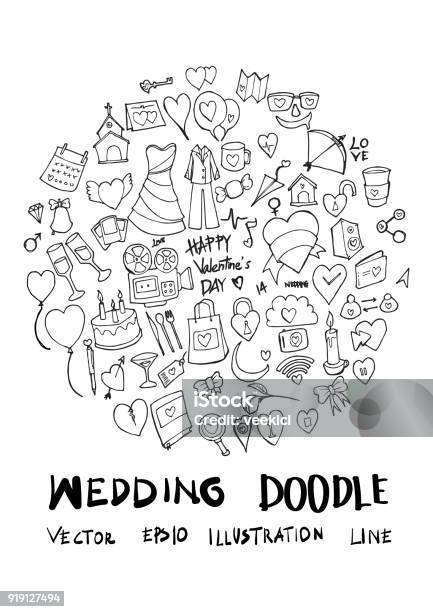Love Doodle Illustration Circle Form On A4 Paper Wallpaper Line Sketch Style Eps10 Stock Illustration - Download Image Now